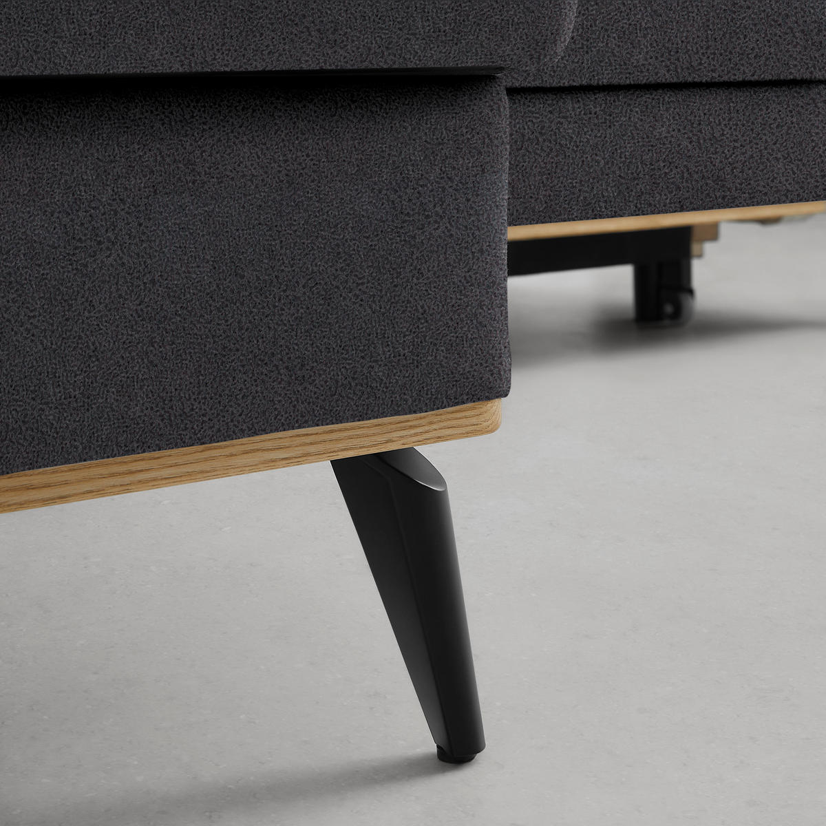ECKSOFA in Lederlook, Mikrofaser Platinfarben  - Platinfarben/Schwarz, Konventionell, Holz/Textil (167/234cm) - MID.YOU