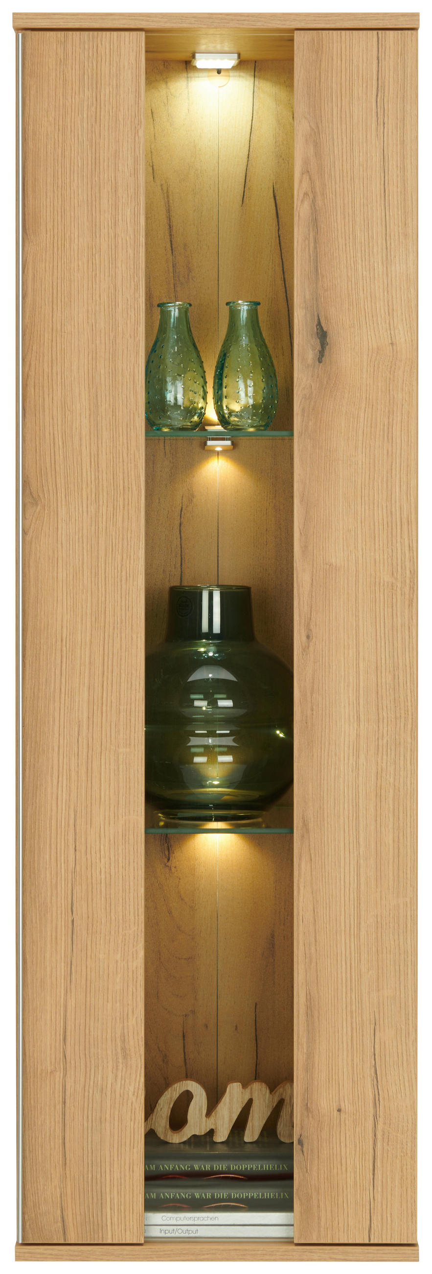 VITRINĂ SUSPENDATĂ  in străveziu, culoare lemn stejar  - străveziu/culoare lemn stejar, Modern, plastic/sticlă (42,2/129,8/32cm) - Modern Living