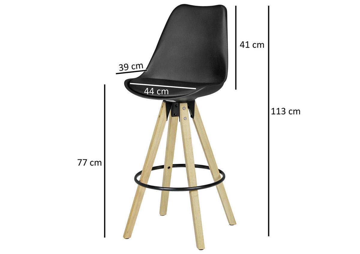 BÁRSZÉK SZETT fekete  - fekete/tölgyfa, Design, műanyag/fém (49/113/49cm) - MID.YOU