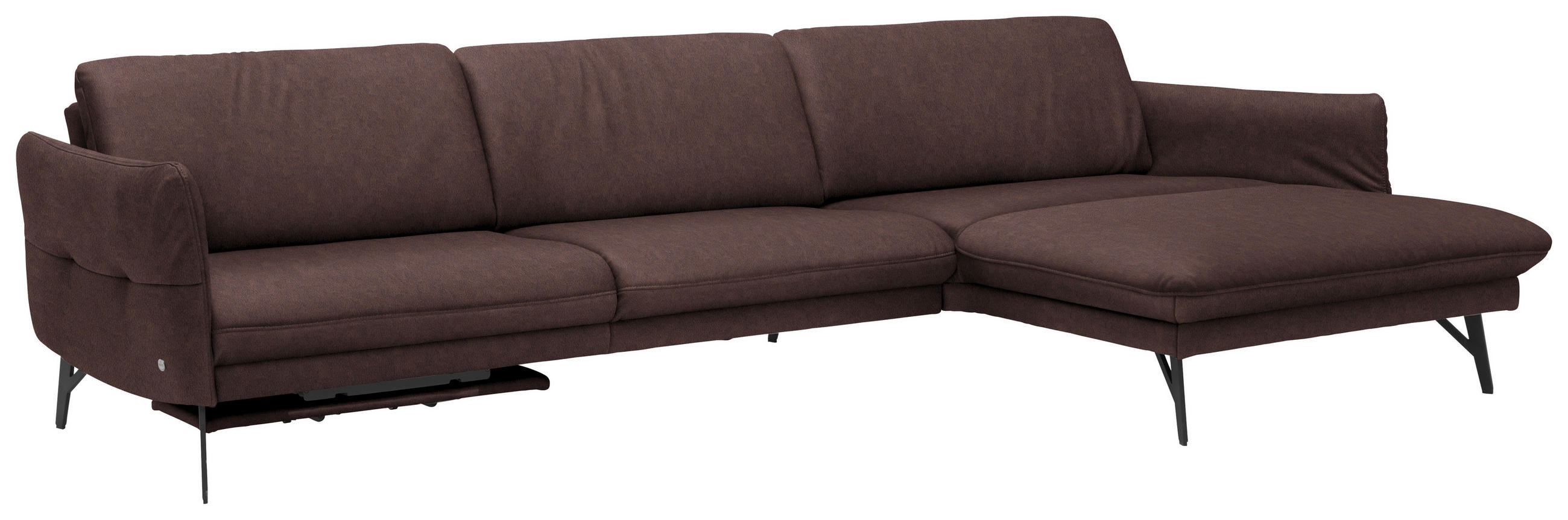 ECKSOFA Braun Echtleder  - Anthrazit/Braun, Design, Leder/Metall (330/174cm) - Himolla