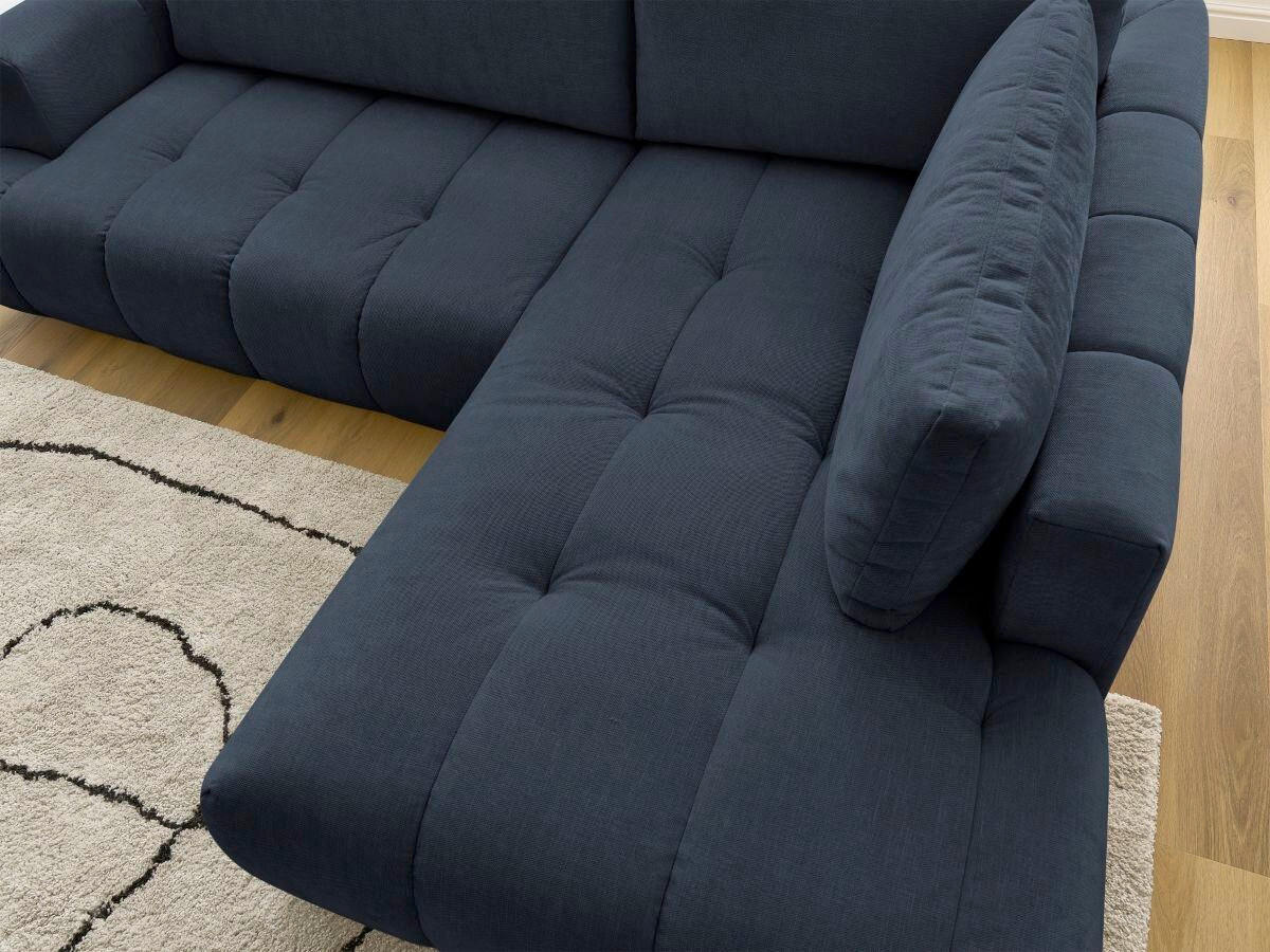 ECKSCHLAFSOFA FUJI Leinenoptik Dunkelblau  inkl.  - Schwarz/Dunkelblau, MODERN, Kunststoff/Textil (282/204cm)