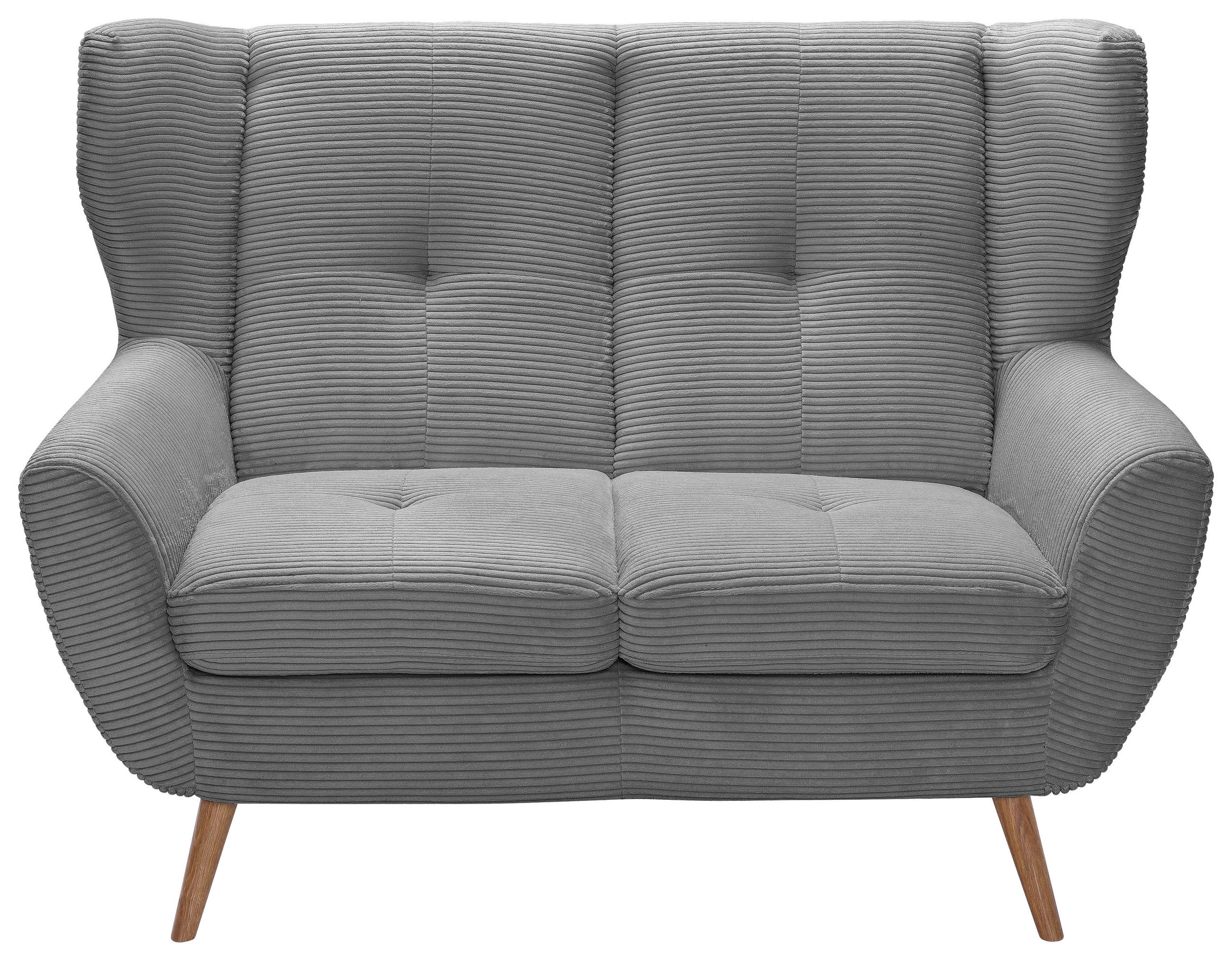 2-SITZER-SOFA Cord Grau  - Eichefarben/Grau, Design, Holz/Textil (140/102/90cm) - Stylife