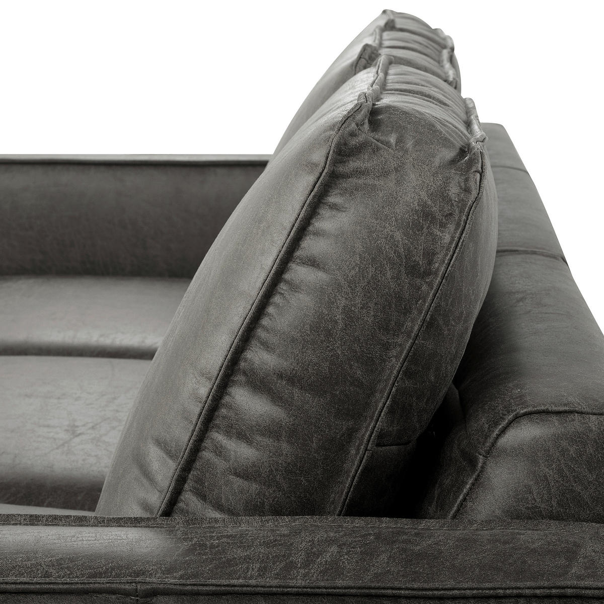 ECKSOFA Dunkelgrau Echtleder Lederlook Rücken echt  - Dunkelgrau, Design, Leder/Textil (166/238cm) - Livetastic