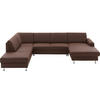 WOHNLANDSCHAFT in Echtleder Dunkelbraun  - Dunkelbraun/Alufarben, Design, Leder/Metall (233/339/165cm) - Beldomo Premium