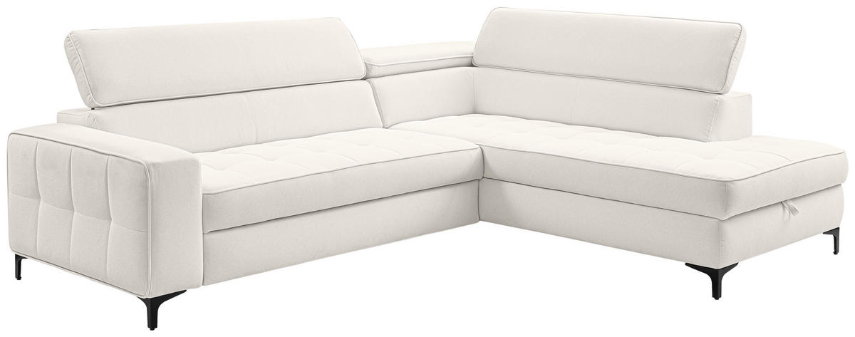 ECKSOFA  in Struktur Hellgrau  251/203 cm  - Hellgrau/Schwarz, Design, Textil/Metall (251/203cm) - MID.YOU