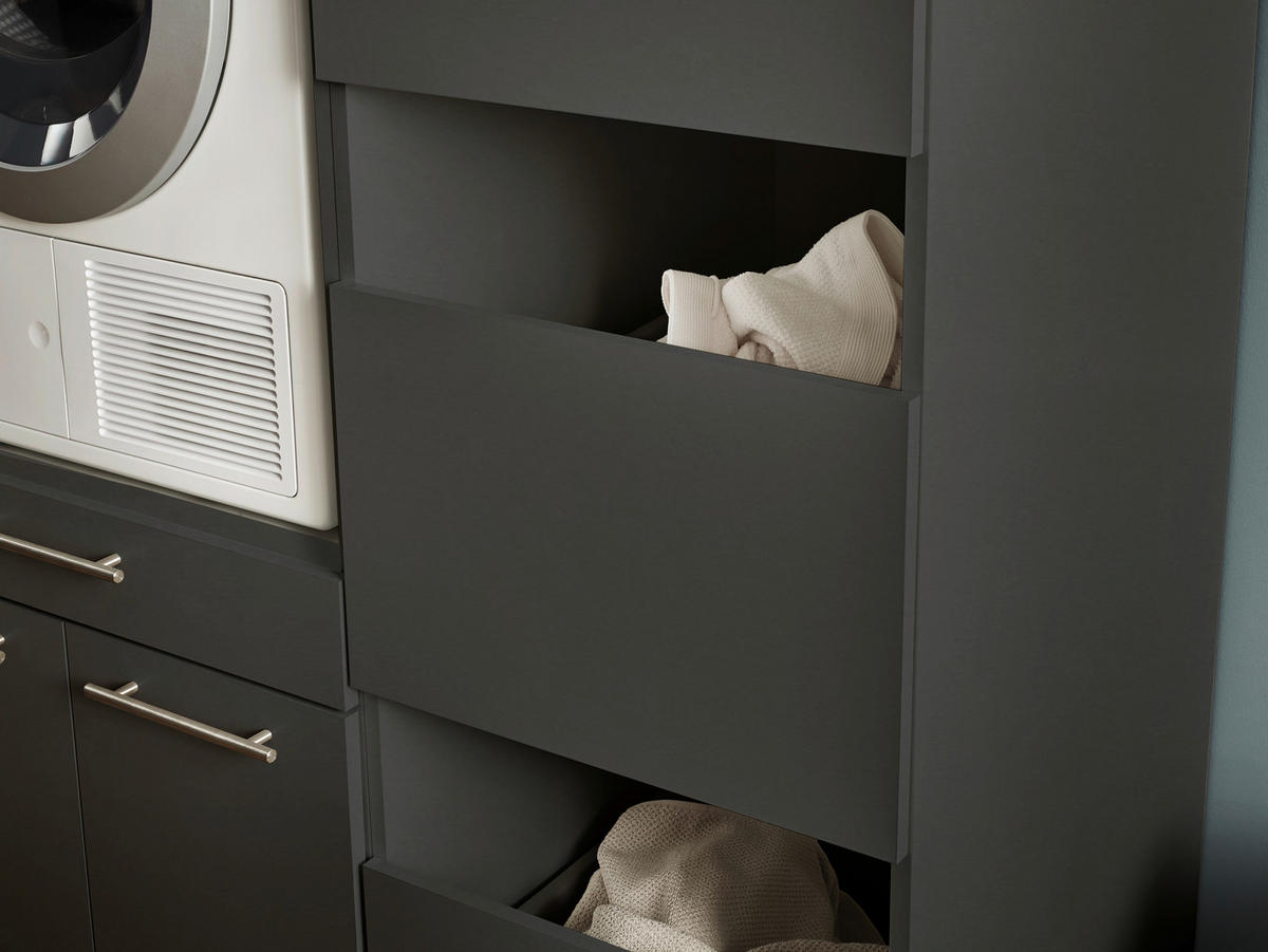 WASCHMASCHINENSCHRANK 67,5/162/67,5 cm  in Anthrazit  - Anthrazit/Silberfarben, Design, Holzwerkstoff/Kunststoff (67,5/162/67,5cm)