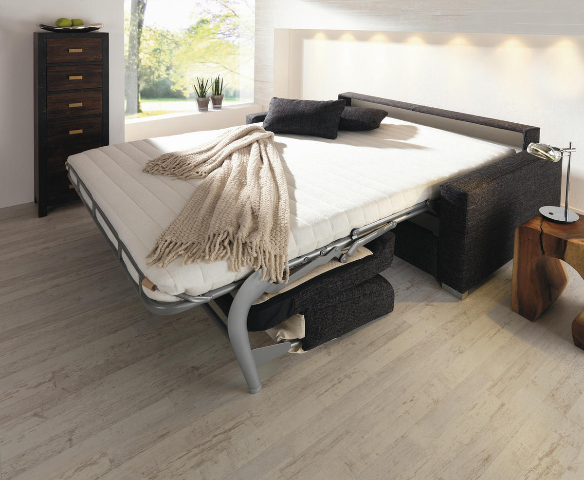 SCHLAFSOFA Flachgewebe Dunkelgrau  - Chromfarben/Dunkelgrau, KONVENTIONELL, Textil/Metall (208/86/97cm) - Novel