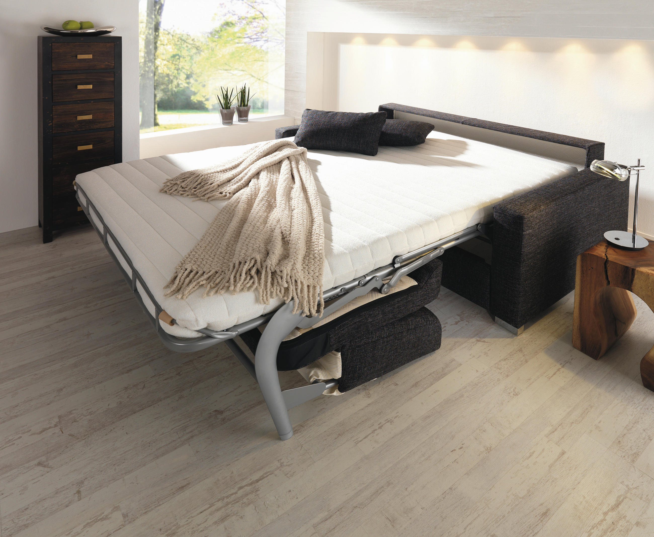 Thumbnail - Novel Schlafsofa, Dunkelrot, Textil, Uni, 2-Sitzer, 208x86x97 cm, Stoffauswahl, Schlafen auf Sitzhöhe, Rücken echt, Kind...