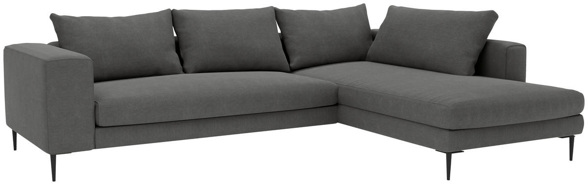 ECKSOFA in Struktur Dunkelgrau  295/210 cm  - Dunkelgrau/Schwarz, MODERN, Textil/Metall (295/210cm) - Trendmanufaktur