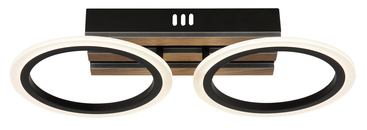 LED-DECKENLEUCHTE 44,5/21/8,5 cm   - Dunkelbraun/Schwarz, Natur, Holzwerkstoff/Kunststoff (44,5/21/8,5cm) - Globo