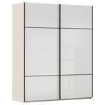 SCHWEBETÜRENSCHRANK 162/223/68 cm 2-türig Weiß, Champagner  - Champagner/Schwarz, KONVENTIONELL, Glas/Holzwerkstoff (162/223/68cm) - Novel