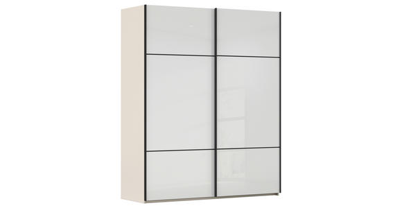 SCHWEBETÜRENSCHRANK 162/223/68 cm 2-türig Weiß, Champagner - Champagner/Schwarz, KONVENTIONELL, Glas/Holzwerkstoff (162/223/68cm) - Novel