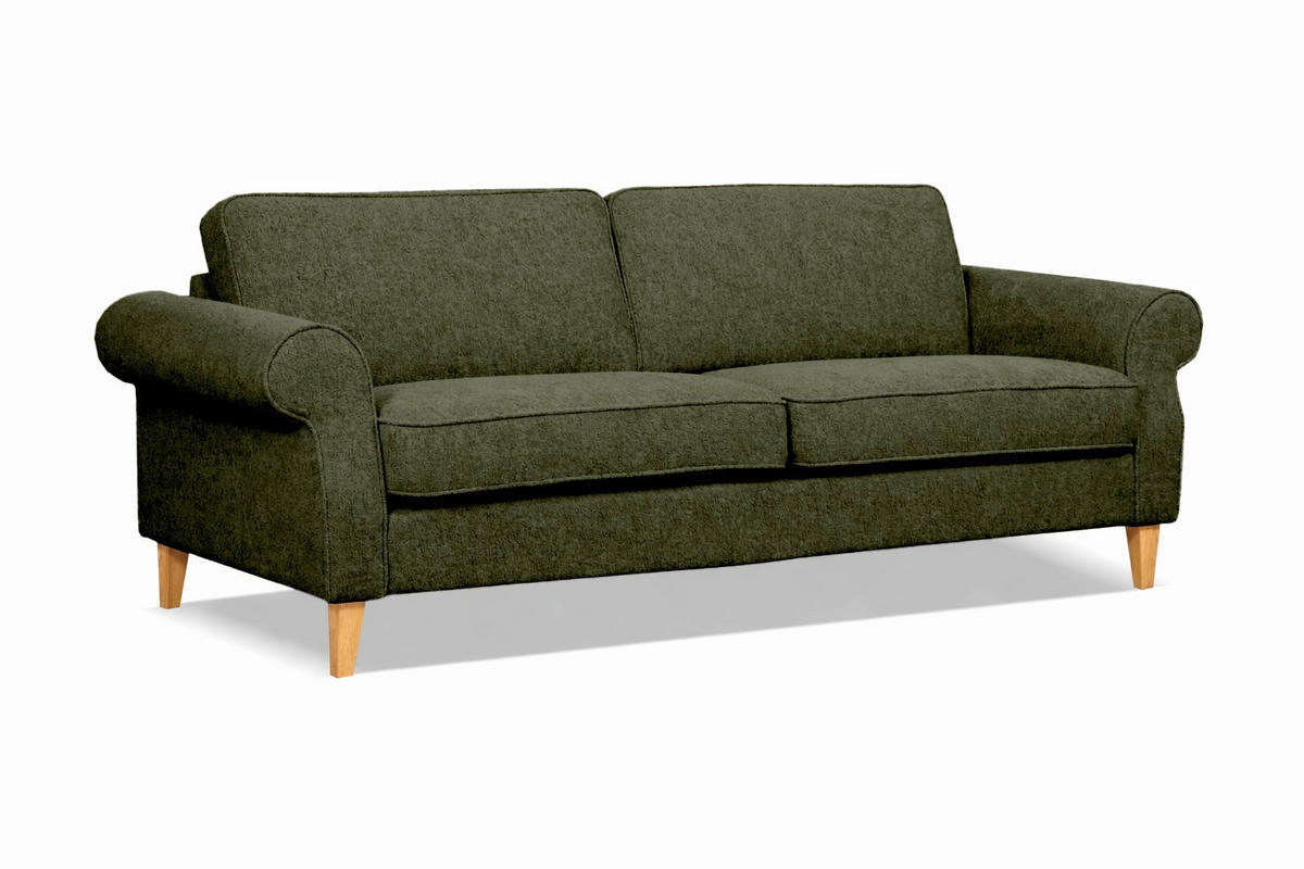 3-SITZER-SOFA NAOMI Grün  - Grün, Design, Textil (224/82/91cm) - Livetastic