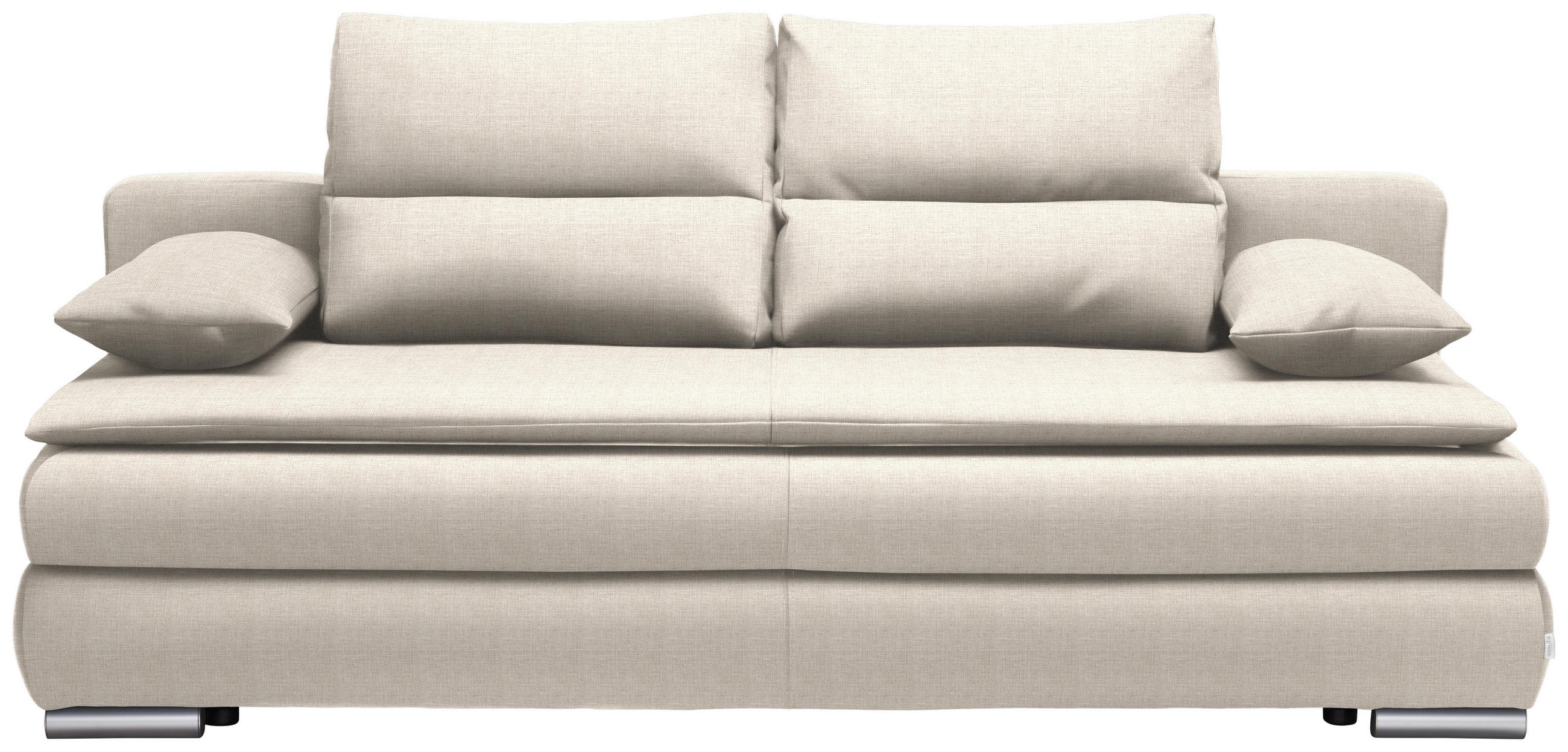 SCHLAFSOFA  mit Stoffauswahl, Schlafen auf Sitzhöhe, Rücken echt Webstoff Beige  - Beige/Silberfarben, KONVENTIONELL, Kunststoff/Textil (207/94/90cm) - Livetastic