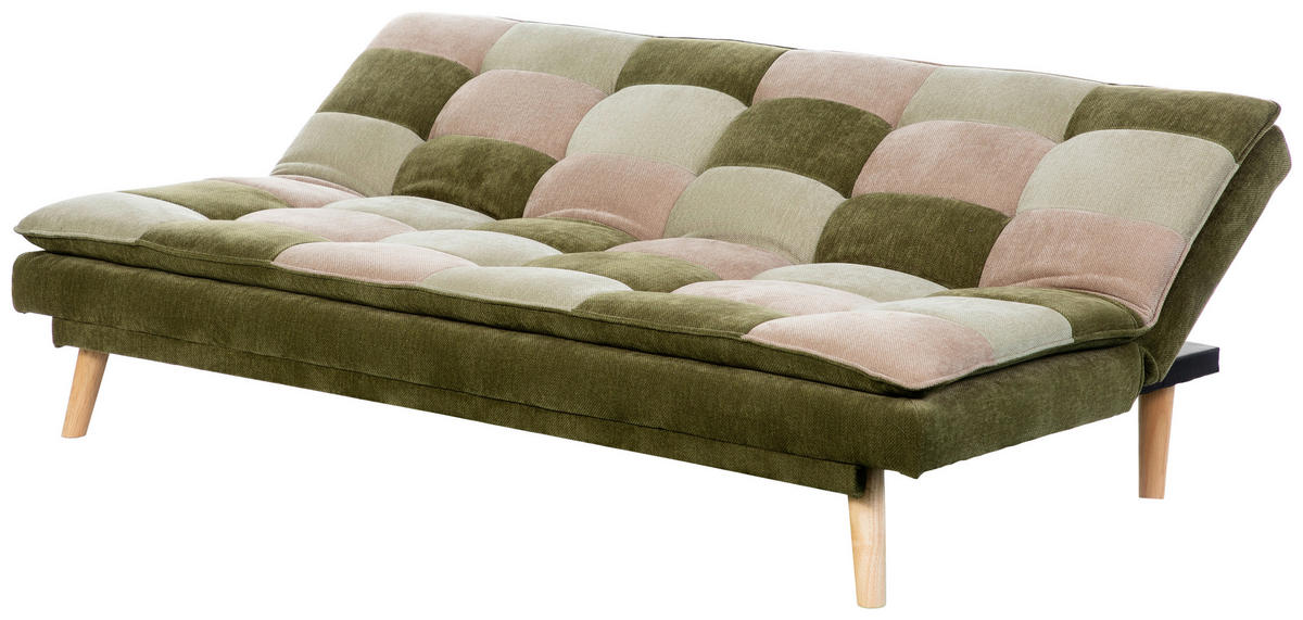SCHLAFSOFA Chenille Grün, Hellgrün, Hellbraun  - Hellbraun/Naturfarben, Design, Holz/Textil (180cm) - MID.YOU