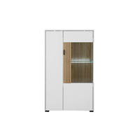 VITRINE in Weiß, Eichefarben  - Eichefarben/Schwarz, Design, Glas/Holzwerkstoff (75/125/38cm) - MID.YOU