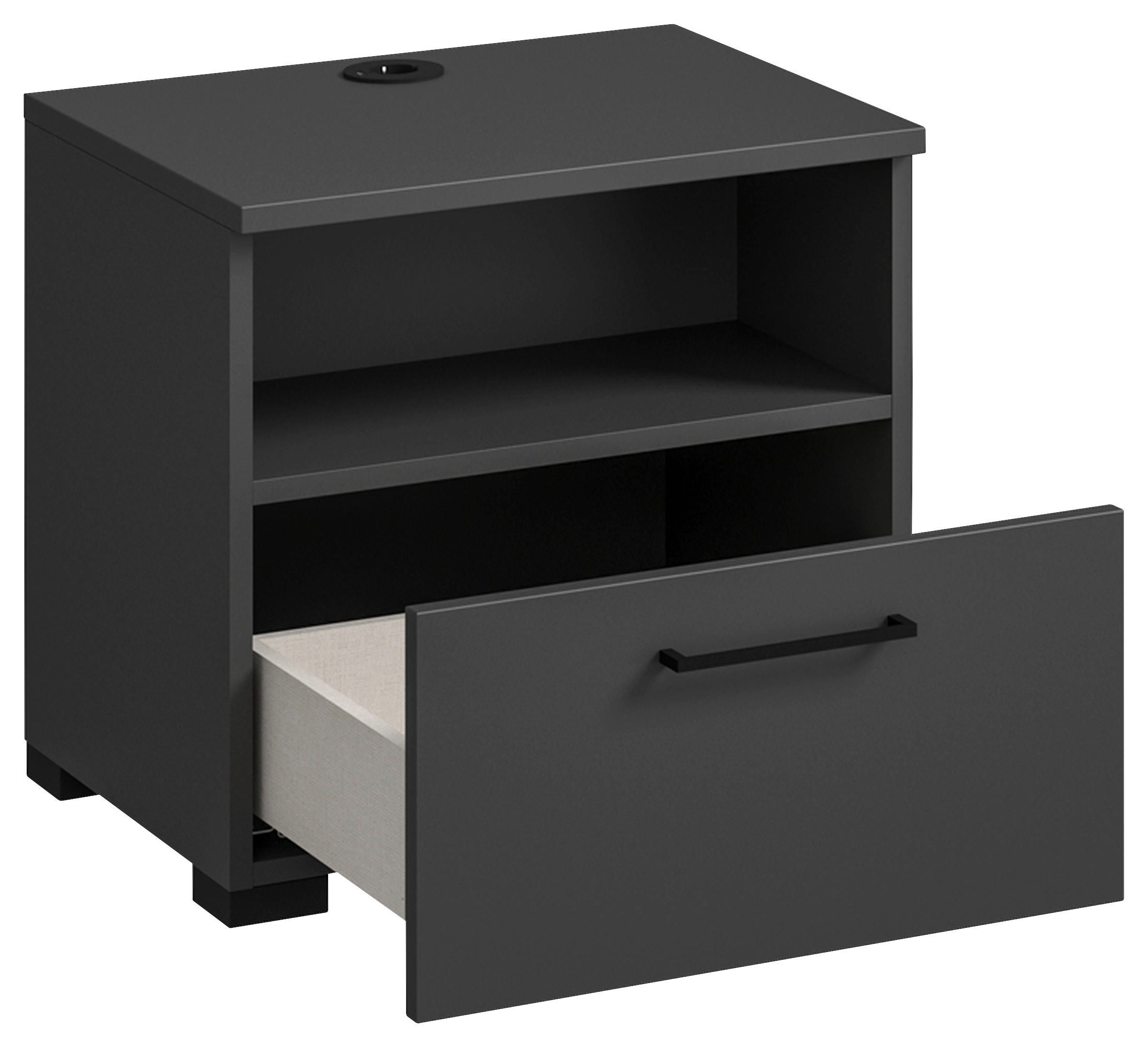 NACHTSCHRANK 50/48/42,1 cm  - Anthrazit/Graphitfarben, Design, Holzwerkstoff/Metall (50/48/42,1cm) - Cantus