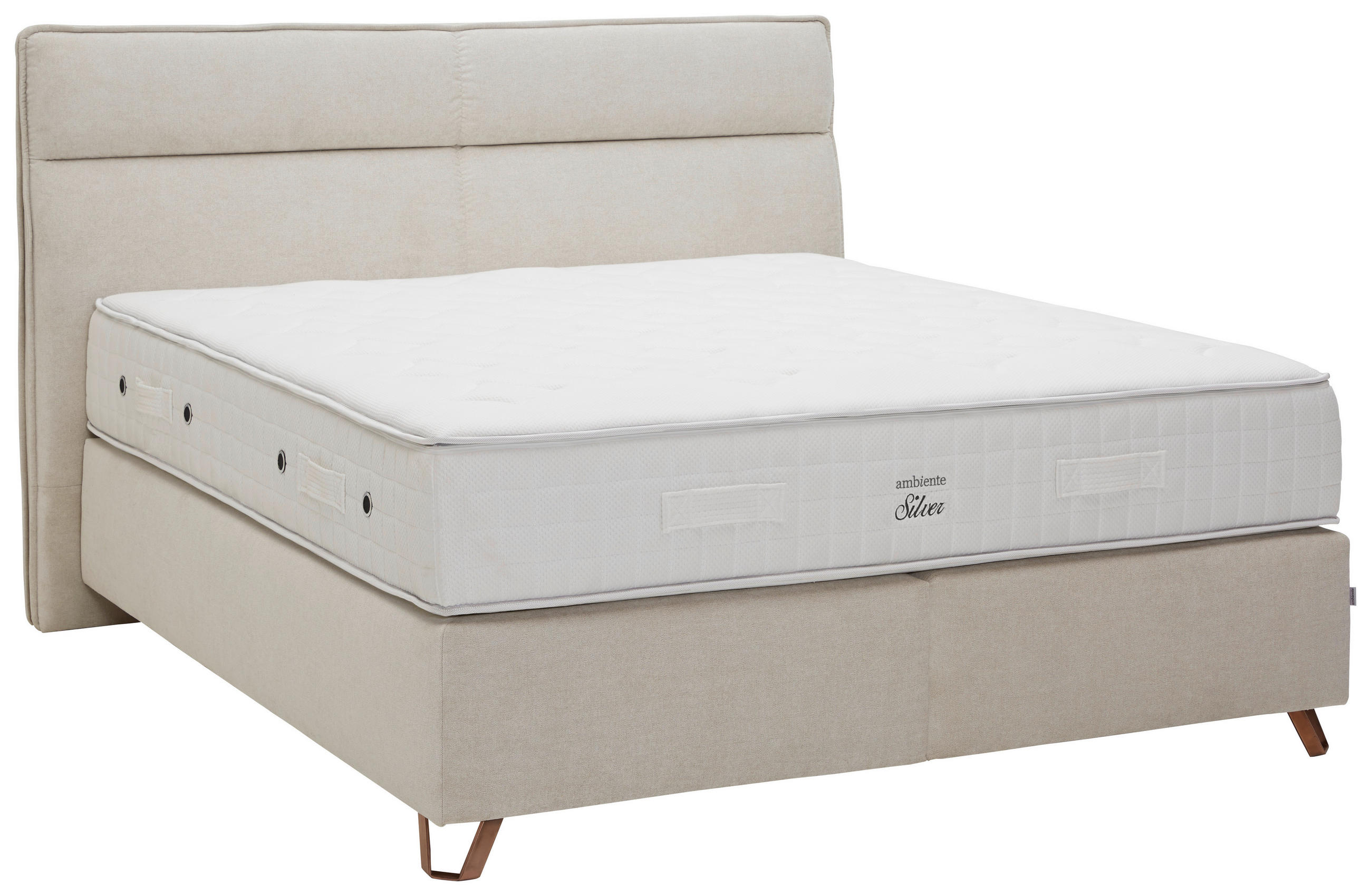 BOXSPRINGBETT 160/200 cm  in Creme  - Creme/Kupferfarben, Konventionell, Textil/Metall (160/200cm) - Ambiente