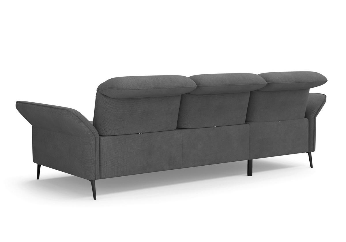 ECKSOFA in Flachgewebe Grau  198/264 cm  - Schwarz/Grau, KONVENTIONELL, Textil/Metall (198/264cm) - Sit & More