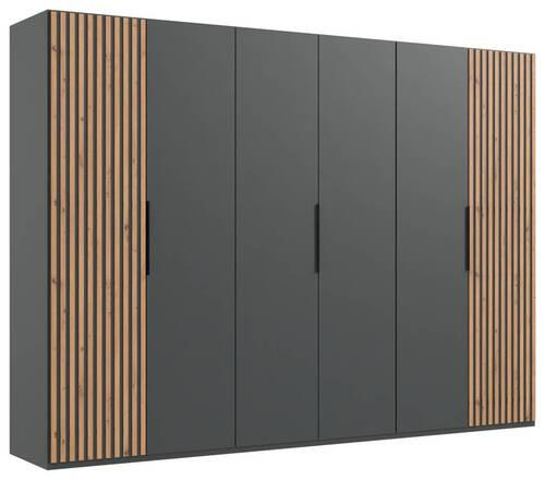 ŠATNÍ SKŘÍŇ S OTOČNÝMI DVEŘMI, barvy grafitu, barvy dubu, 300/216/58 cm - barvy dubu/černá, Moderní, kov/kompozitní dřevo (300/216/58cm) - MID.YOU