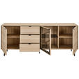 SIDEBOARD  200/80/40 cm 3 Schublade(n)  - Eichefarben/Schwarz, KONVENTIONELL, Glas/Holzwerkstoff (200/80/40cm) - Xora