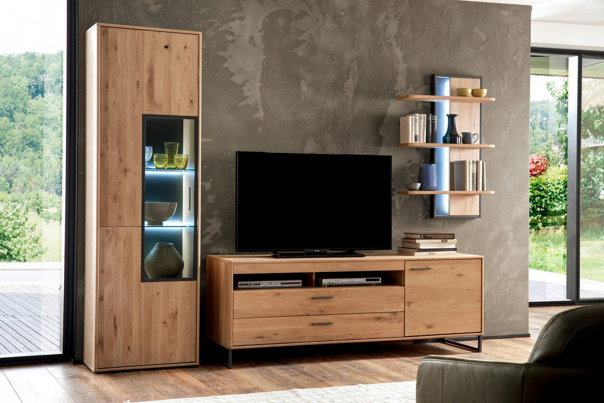 WANDREGAL 70/105/25 cm  - Eichefarben/Anthrazit, Design, Holz/Holzwerkstoff (70/105/25cm) - Livetastic