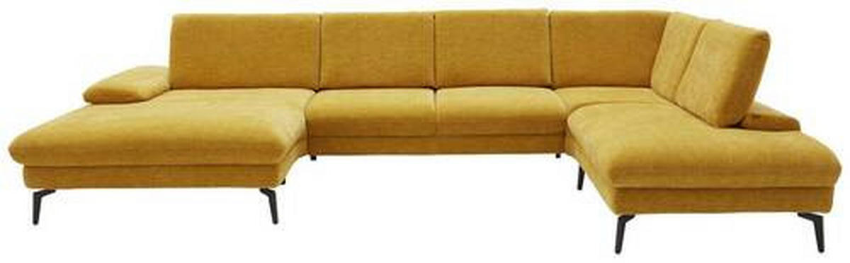 WOHNLANDSCHAFT in Webstoff Currygelb  - Currygelb/Schwarz, Design, Textil/Metall (157/354/208cm) - Dieter Knoll