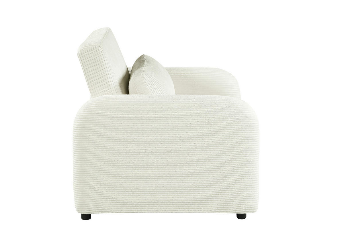 SCHLAFSESSEL PIANA Cord Creme Liegefunktion  - Creme/Schwarz, Design, Kunststoff/Textil (108/86/90cm) - MID.YOU
