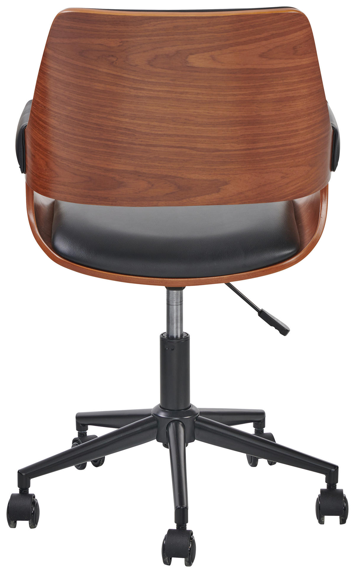 DREHSTUHL Lederlook Schwarz, Walnussfarben  - Walnussfarben/Schwarz, MODERN, Holz/Kunststoff (54/81-91/59cm) - Livetastic