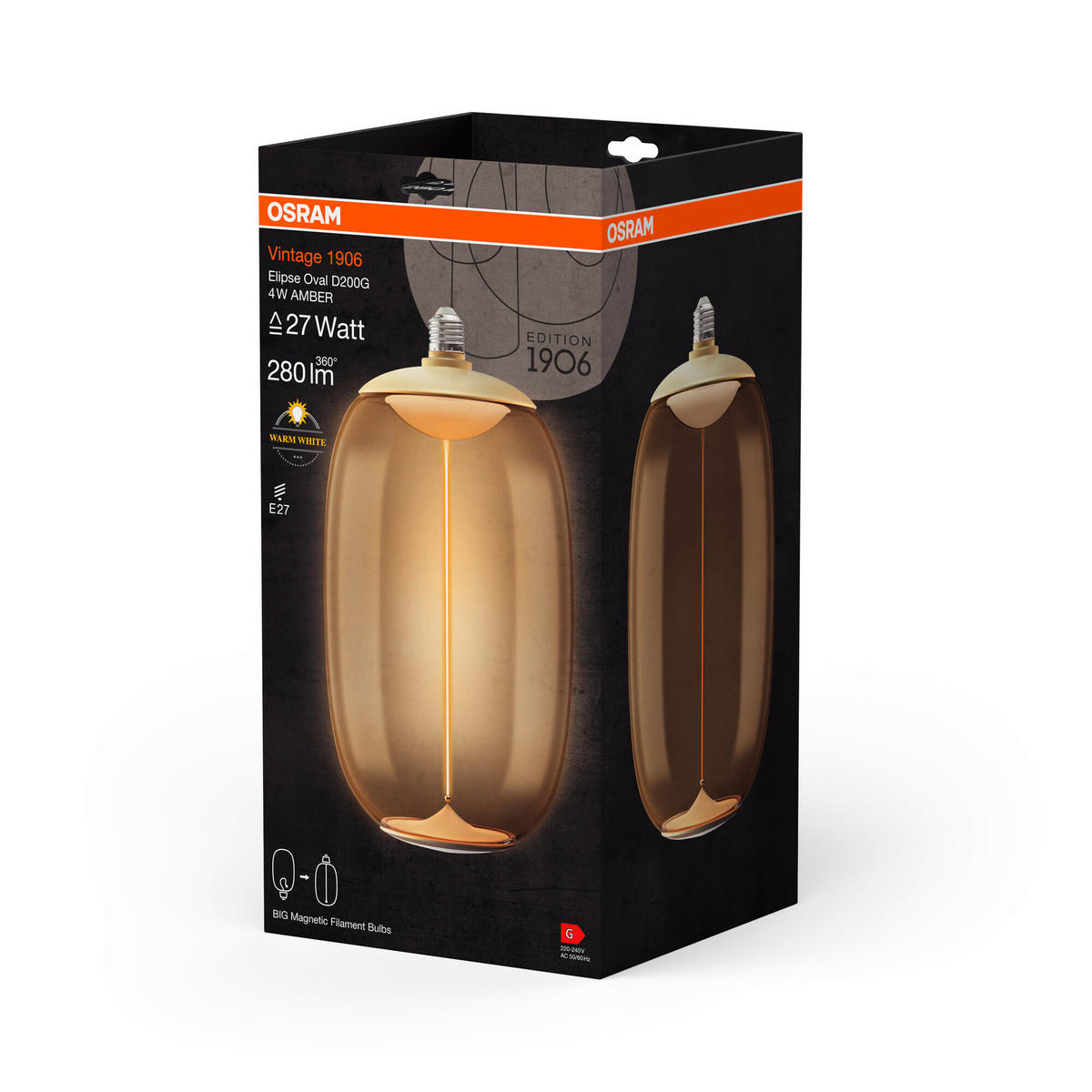 LED-LEUCHTMITTEL   E27 4 W 280 lm  - Bernsteinfarben, KONVENTIONELL, Kunststoff (20/37cm) - Ledvance