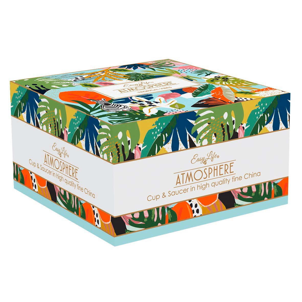VELIKA SKODELICA S KROŽNIČKOM  TROPICAL VIBES       - večbarvno, Basics, keramika (400ml)