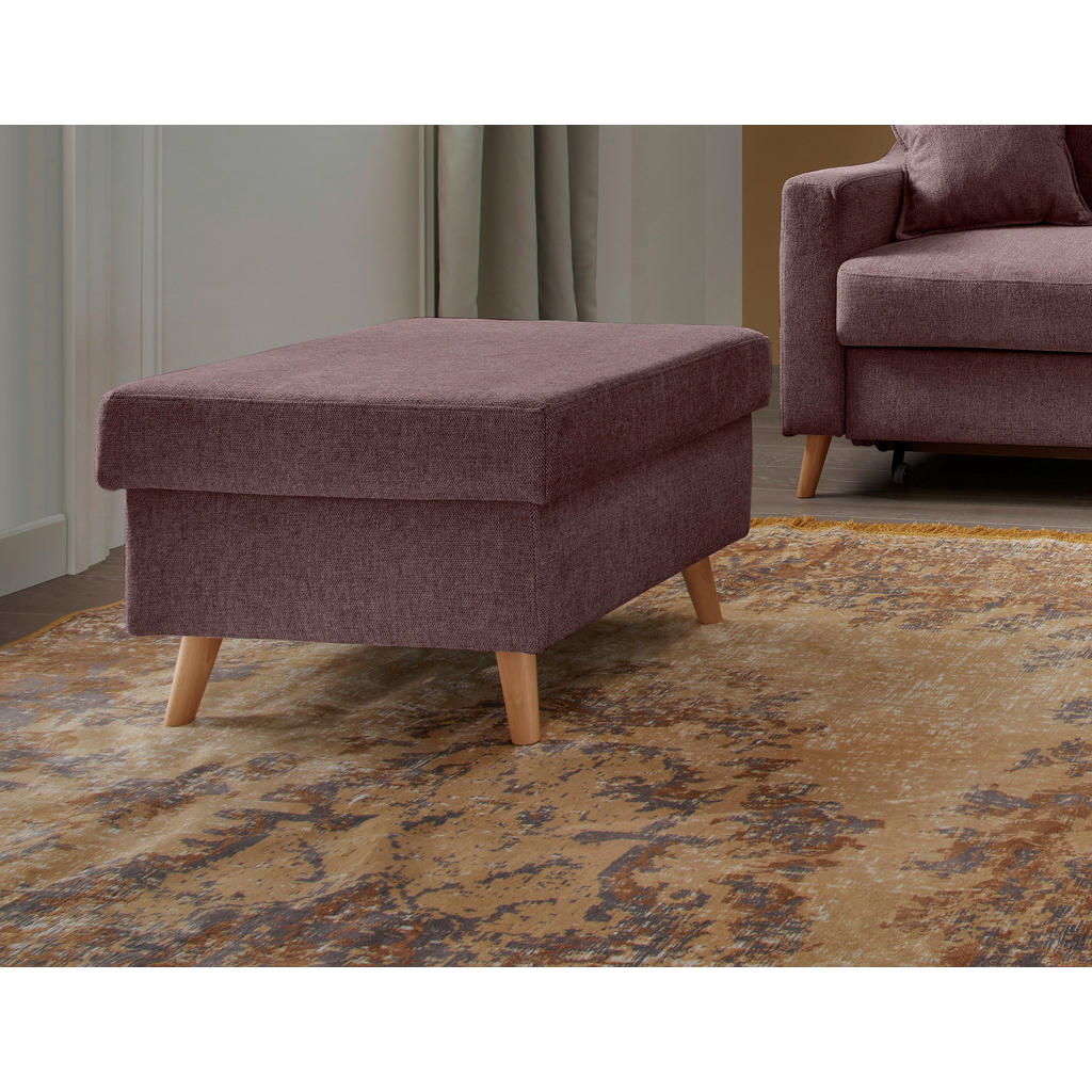 Thumbnail - P & B Hocker, Bordeaux, Textil, Buche, massiv, Struktur, rechteckig, 61x43x61 cm, Made in EU, Wohnzimmer, Hocker, Sitzho...