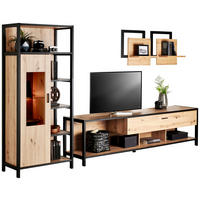 REGAL ZA DNEVNI BORAVAK antracit, divlji hrast   - antracit/divlji hrast, Moderno, staklo/drvni materijal (300/172/46cm) - Carryhome