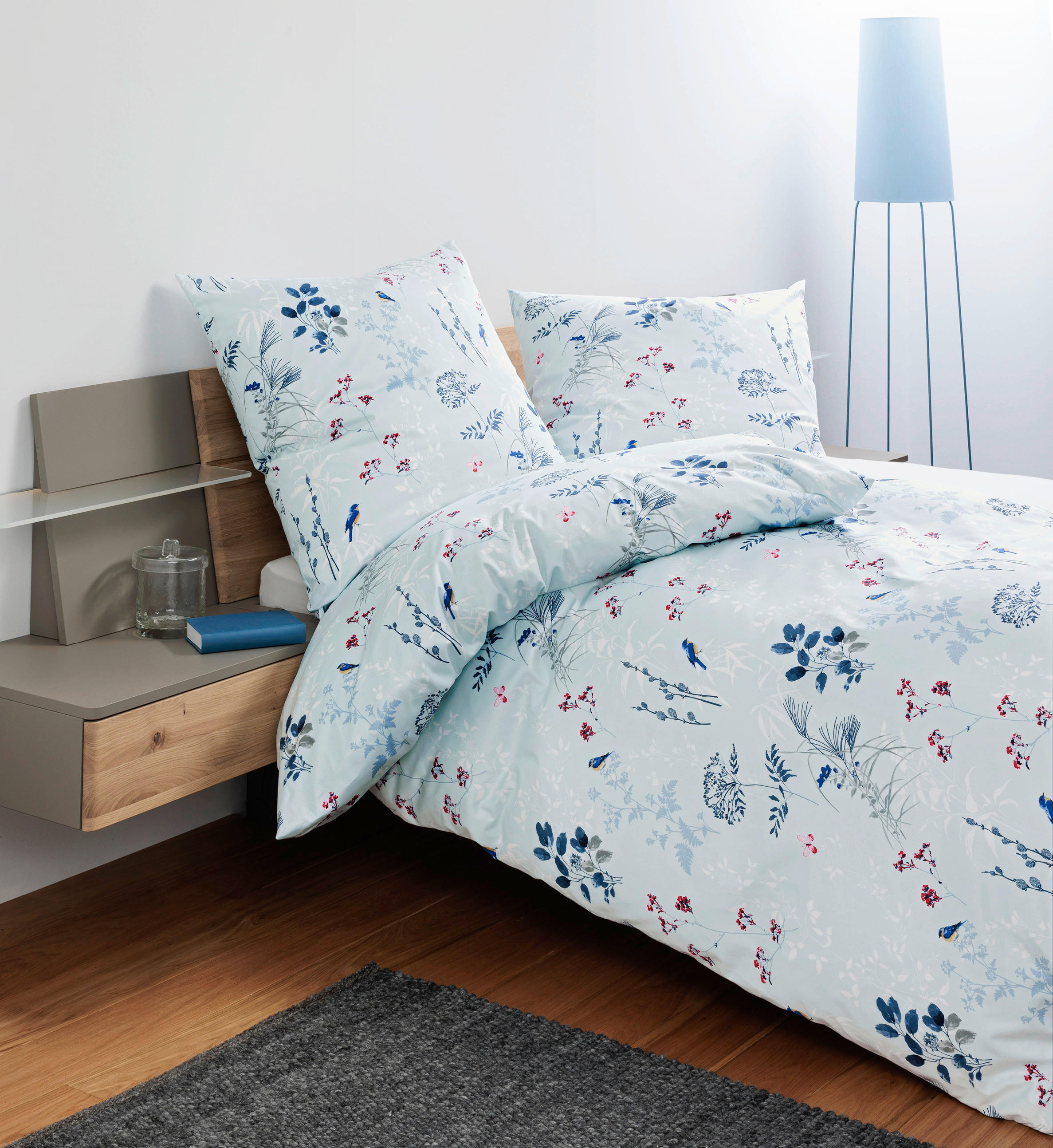 BETTWÄSCHE Makosatin 135/200 cm  - Hellblau, Design, Textil (135/200cm) - Janine