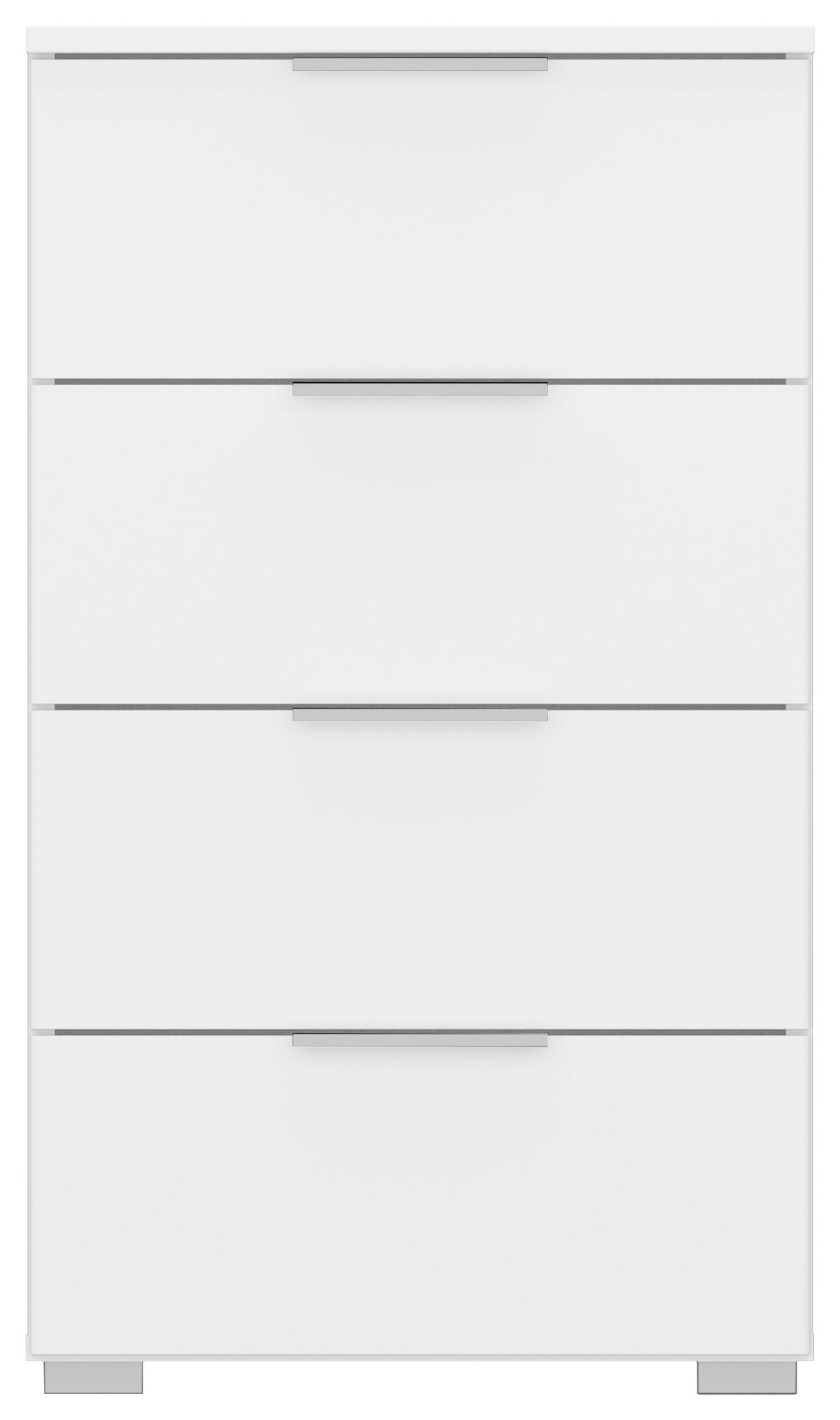 NACHTKÄSTCHEN 47/81/42 cm  in Weiss  - Weiss/Alufarben, Modern, Holzwerkstoff (47/81/42cm) - Rauch Möbel