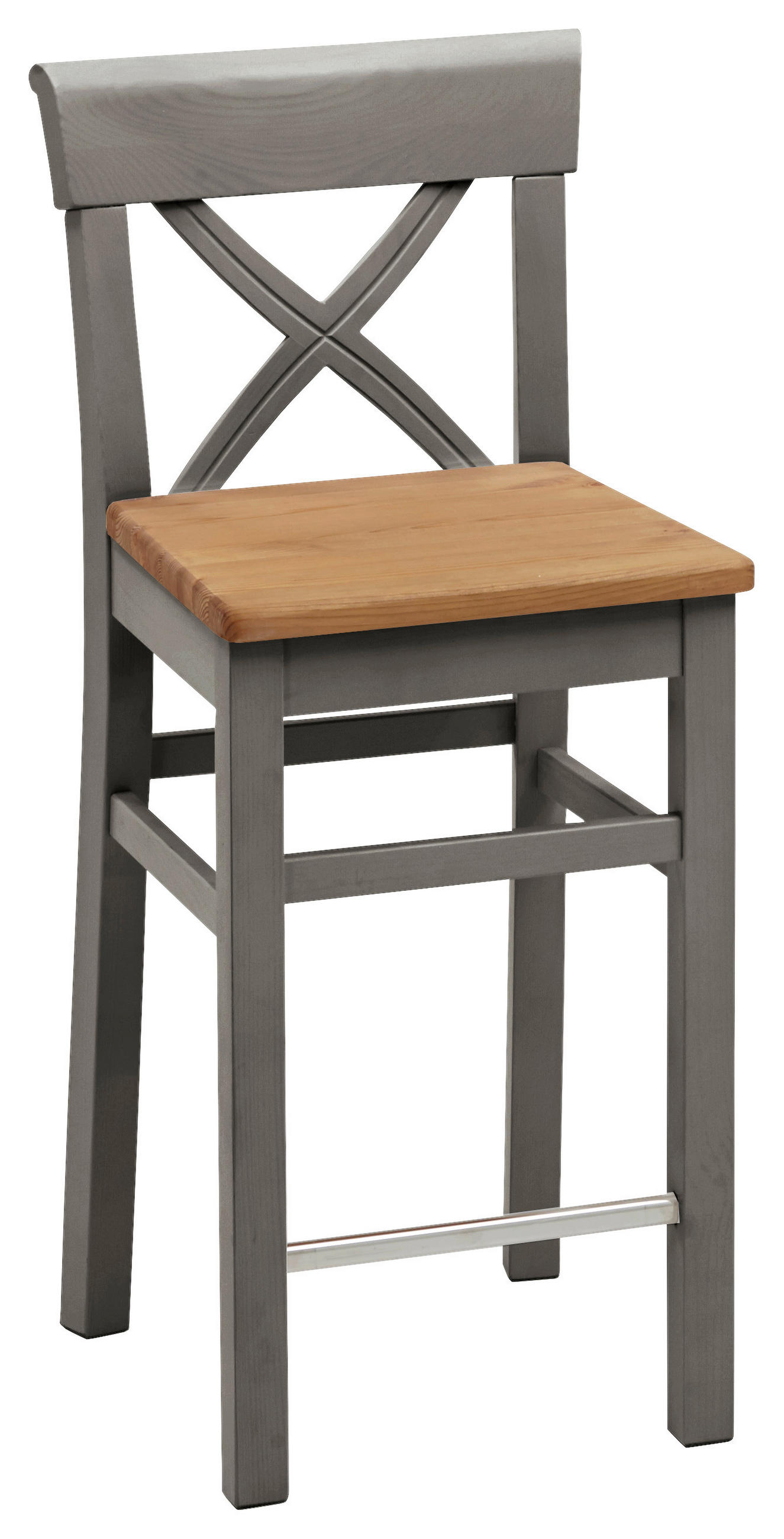 BARHOCKER Grau, Laugenfarbig Kiefer massiv  - Laugenfarbig/Grau, ROMANTIK / LANDHAUS, Holz (43,5/96/44cm) - Boxxx