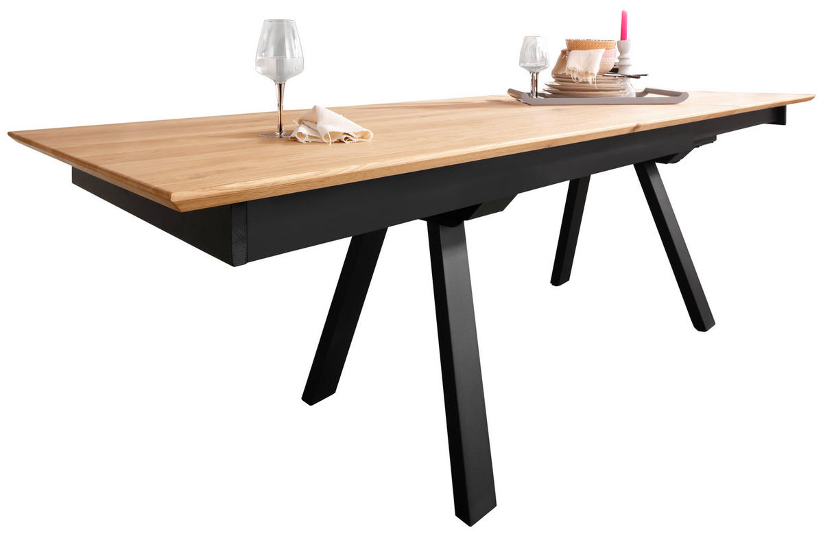 ESSTISCH in Holz 200/100/75 cm  - Schwarz/Braun, Natur, Holz/Metall (200/100/75cm) - Livetastic
