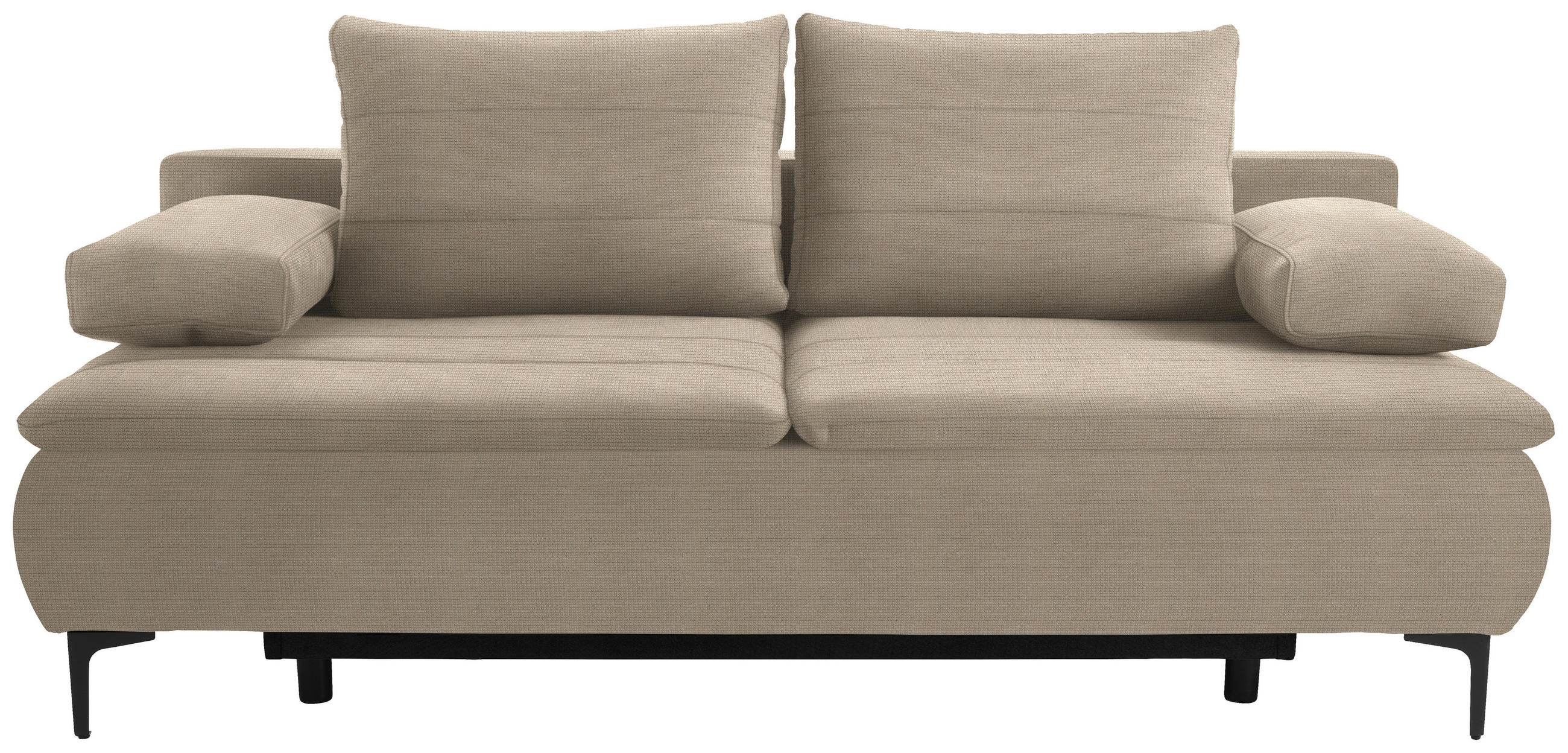 BOXSPRINGSOFA in Flachgewebe Hellbraun  - Hellbraun/Schwarz, KONVENTIONELL, Textil/Metall (204/93/100cm) - Novel