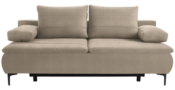 BOXSPRINGSOFA Flachgewebe Hellbraun - Hellbraun/Schwarz, KONVENTIONELL, Textil/Metall (204/93/100cm) - Novel