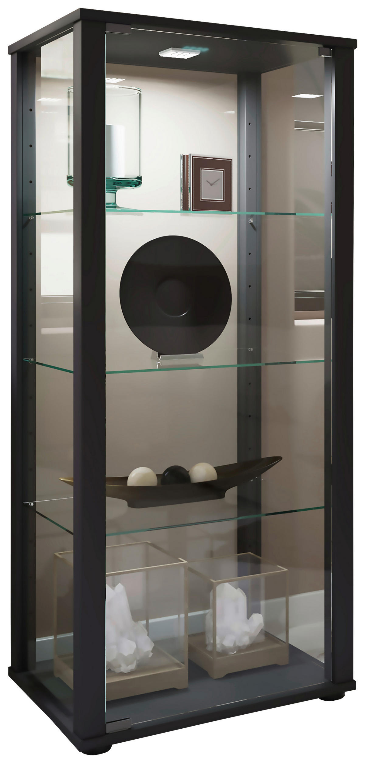 VITRINE in Schwarz  - Schwarz, Modern, Glas/Holzwerkstoff (50/114,5/38cm) - MID.YOU