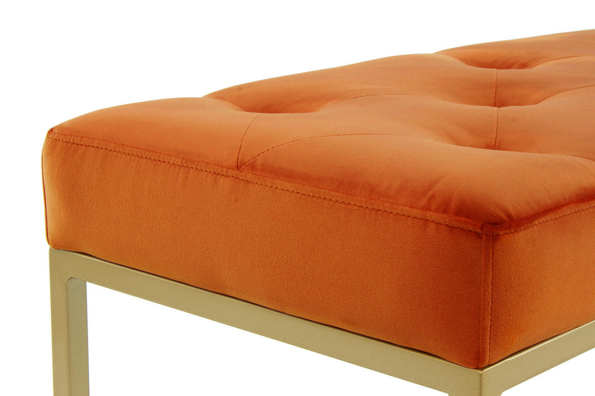 SITZBANK 40/40/90 cm Samt Orange, Goldfarben Sperrholz  - Goldfarben/Orange, Design, Textil/Metall (40/40/90cm) - Kayoom