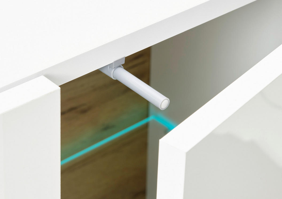 HÄNGEVITRINE in Weiß, Eichefarben  - Eichefarben/Weiß, Design, Glas/Holzwerkstoff (97/83/40cm) - MID.YOU