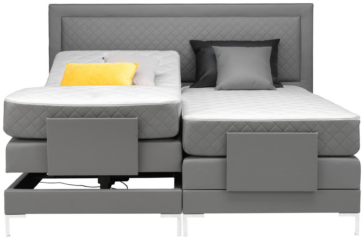 BOXSPRINGOVÁ POSTEĽ, 180/200 cm, sivá - sivá/hliníková, Design, kov/textil (180/200cm) - Welnova