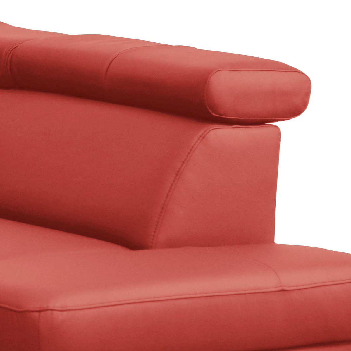 ECKSOFA Rot Echtleder Lederlook  - Chromfarben/Rot, Design, Leder/Textil (257/197cm) - Livetastic