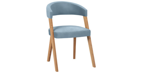 STUHL in Holz, Textil Hellblau, Wildeiche - Wildeiche/Eichefarben, MODERN, Holz/Textil (56/81/66cm) - Venda