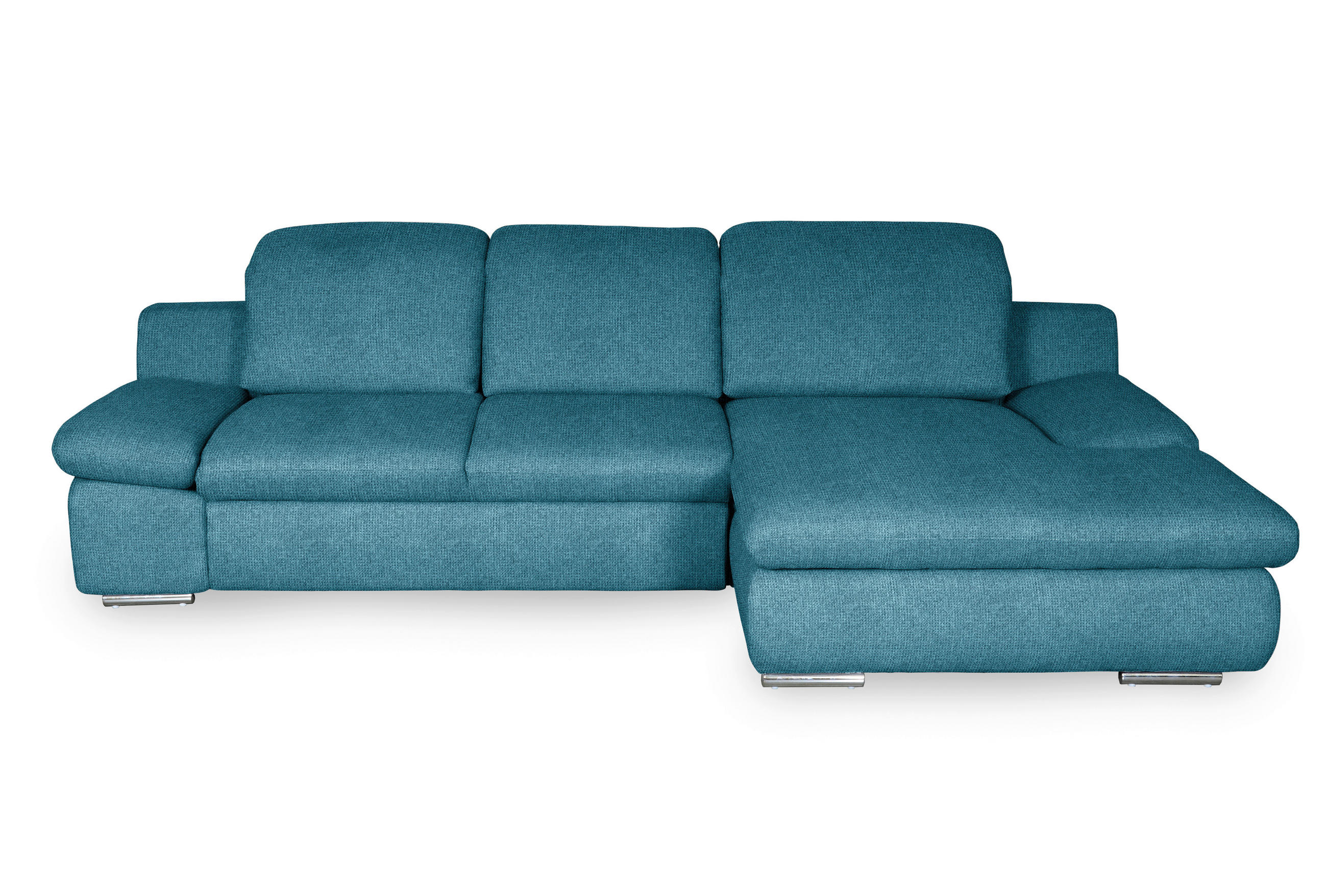 ECKSOFA  Chenille Blau  - Chromfarben/Blau, Design, Textil/Metall (286/165cm) - Livetastic