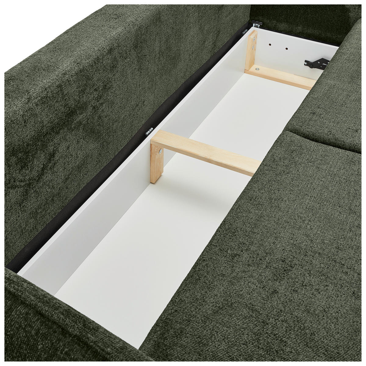 SCHLAFSOFA Chenille Olivgrün  - Schwarz/Olivgrün, KONVENTIONELL, Holz/Textil (238/99/108cm) - Carryhome