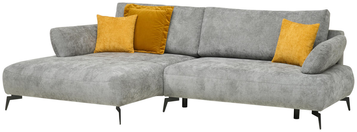 ECKSOFA COLORADO Grau Struktur  - Schwarz/Grau, Design, Textil/Metall (186/284cm) - Livetastic