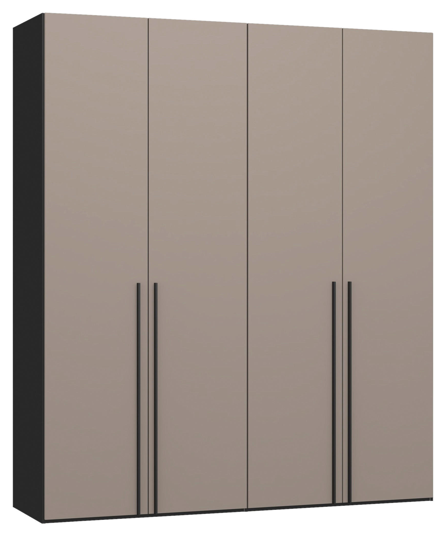 DREHTÜRENSCHRANK 203/236/59 cm,  in Schwarz, Hellbraun, 4-türig  - Hellbraun/Schwarz, Design, Holzwerkstoff/Metall (203/236/59cm) - Jutzler