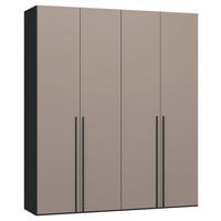 DREHTÜRENSCHRANK 203/236/59 cm,  in Schwarz, Hellbraun, 4-türig  - Hellbraun/Schwarz, Design, Holzwerkstoff/Metall (203/236/59cm) - Jutzler